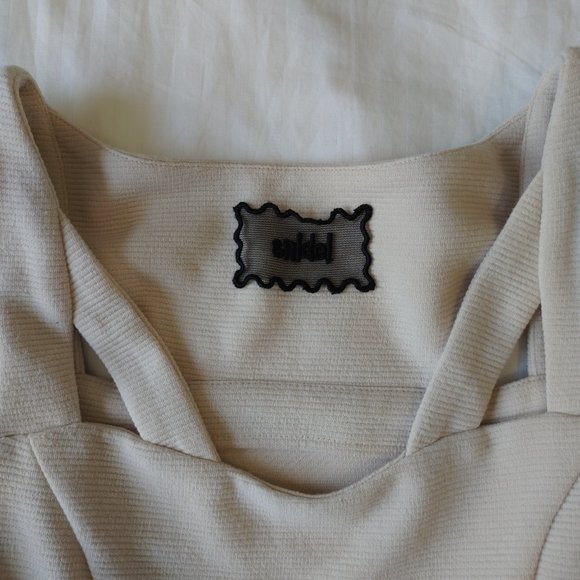 SNIDEL Size F Women's Sleeveless Lined Mini Dress Kawaii Cute Solid Ivory - Picture 5 of 6